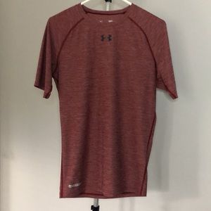 Under Armour Heat Gear Compression T Shirt In Heathered Red Sz Large